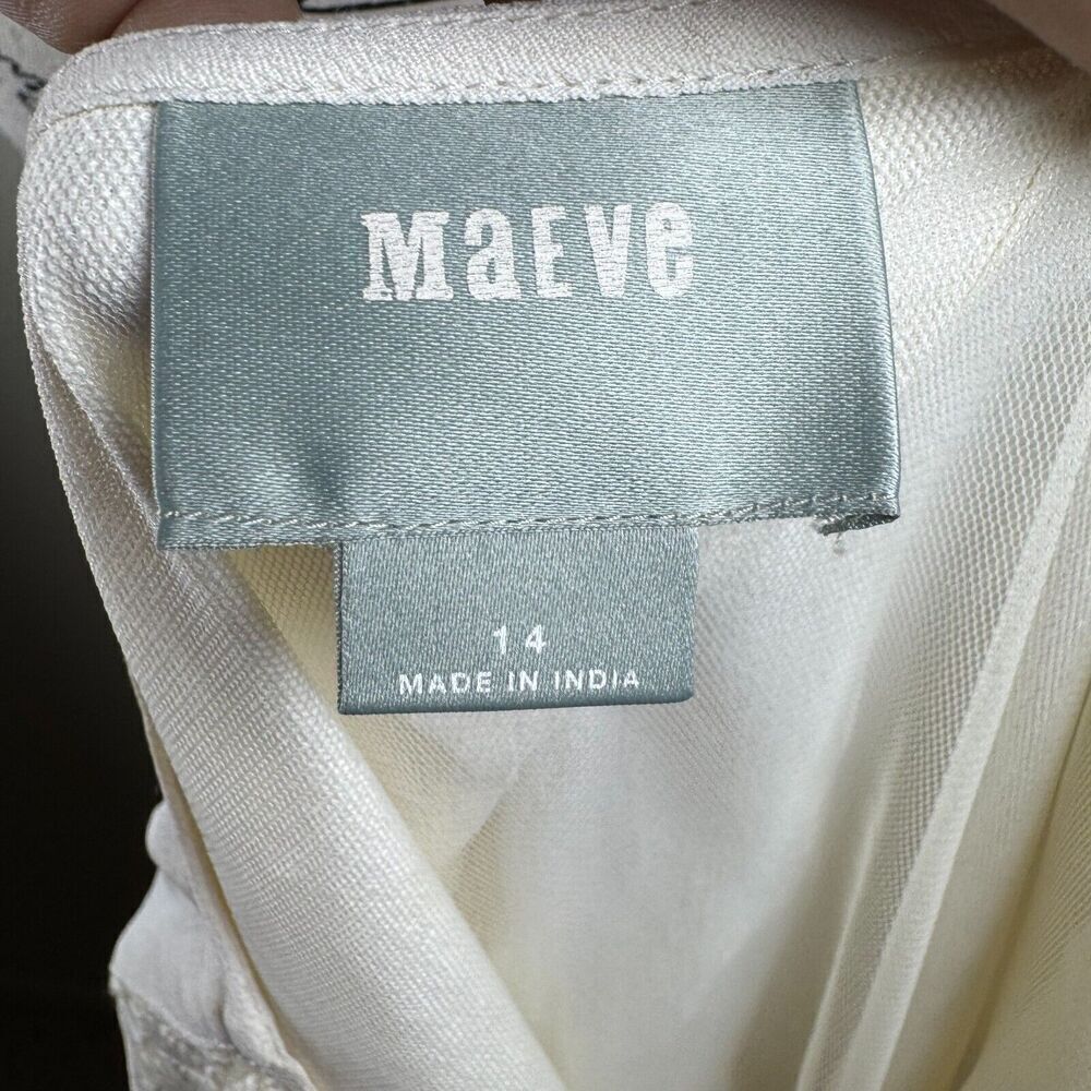 Anthropologie Maeve Lace Floral Embroidered Sheer Flowy Blouse Ivory Sz 14 Boho - Picture 9 of 12